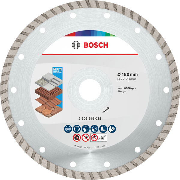 Bosch Multi Material Turbo Diamond Trennscheibe, 180 x 22.23 x 7 mm Produktbild img1 L