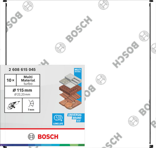Bosch Multi Material Turbo Diamond Trennscheibe, 115 x 22.23 x 7 mm, 10 Stk. Produktbild img3 L