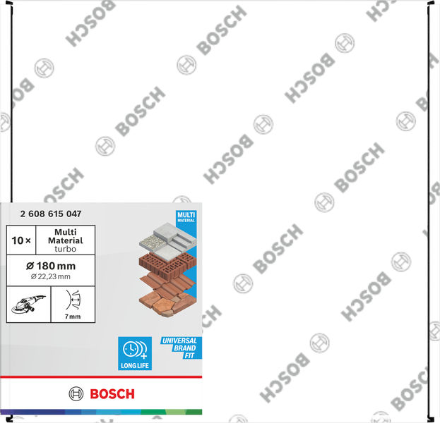 Bosch Multi Material Turbo Diamond Trennscheibe, 180 x 22.23 x 7 mm, 10 Stk. Produktbild img3 L