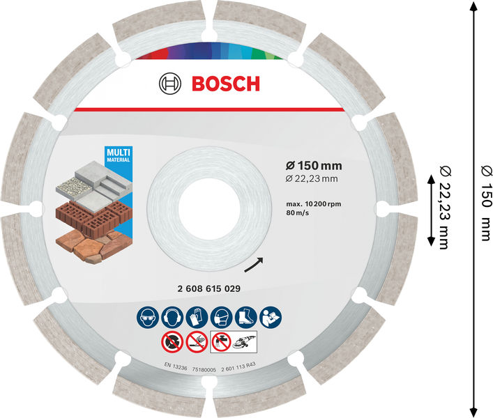 Bosch Multi Material Diamond Trennscheibe, 150 x 22.23 x 7 mm Produktbild img5 L