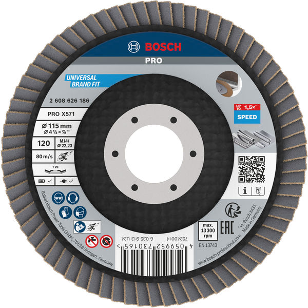 Bosch PRO X571 Fächerschleifscheibe, abgewinkelt, 115 mm Produktbild img1 L