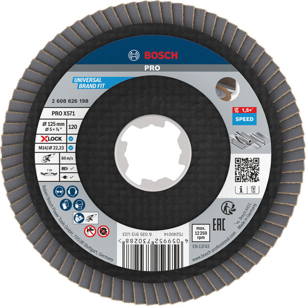 Bosch PRO X571 Fächerschleifscheibe, abgewinkelt, 125 mm Produktbild img1 L