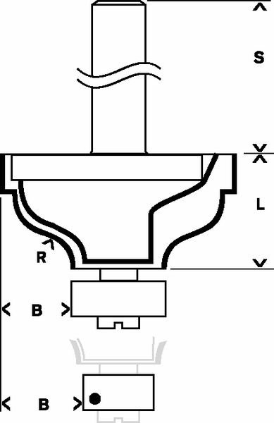 Bosch Kantenformfräser A, 8&nbsp;mm, R1 4,8&nbsp;mm, B 11&nbsp;mm, L 14,3&nbsp;mm, G 57&nbsp;mm Produktbild img3 L