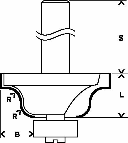Bosch Kantenformfräser B, 8&nbsp;mm, R1 4&nbsp;mm, B 8&nbsp;mm, L 12,4&nbsp;mm, G 54&nbsp;mm Produktbild img3 L
