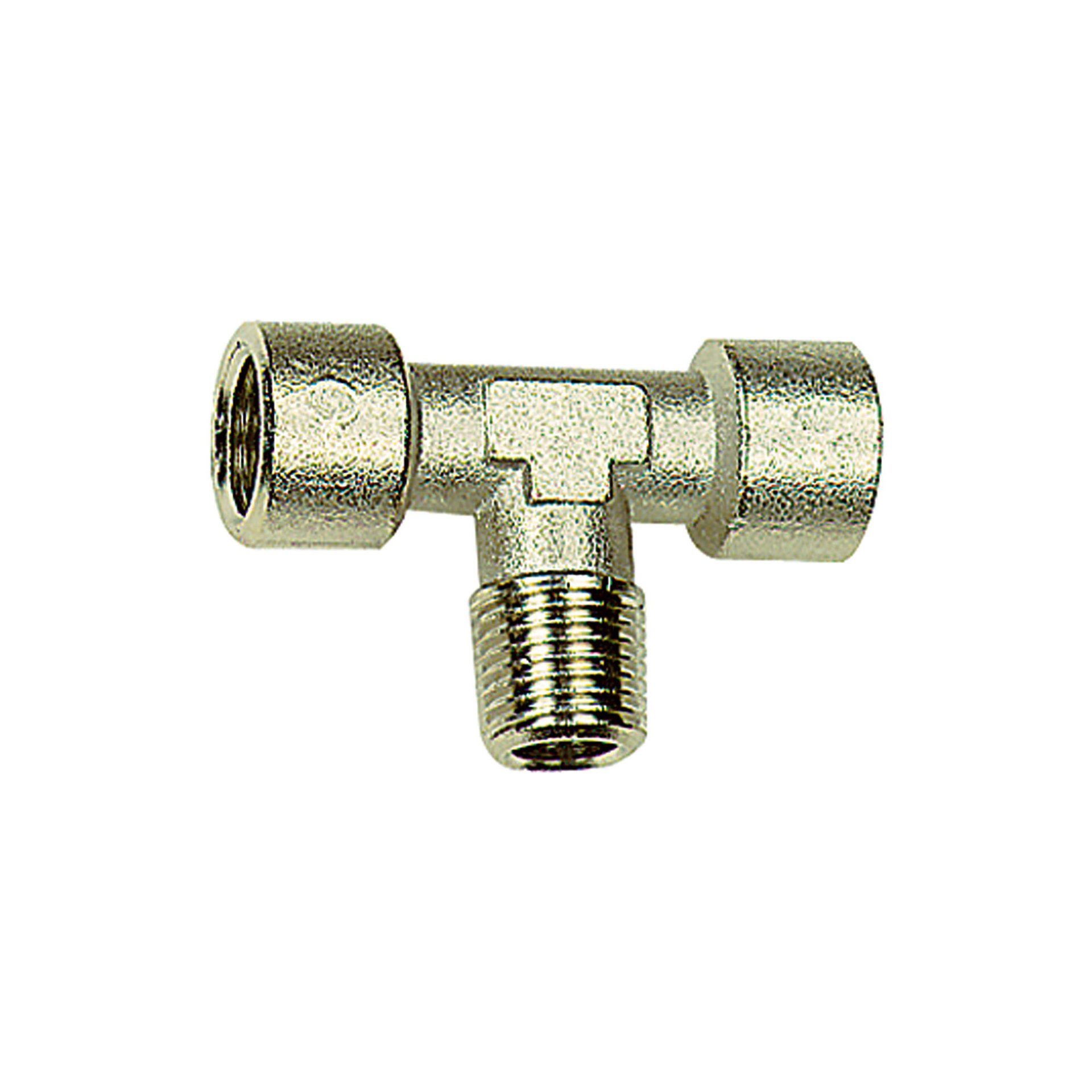 RIEGLER T-Stück, innen/außen/innen, G/R 3/8, SW 17, Messing vernickelt Produktbild img1 L