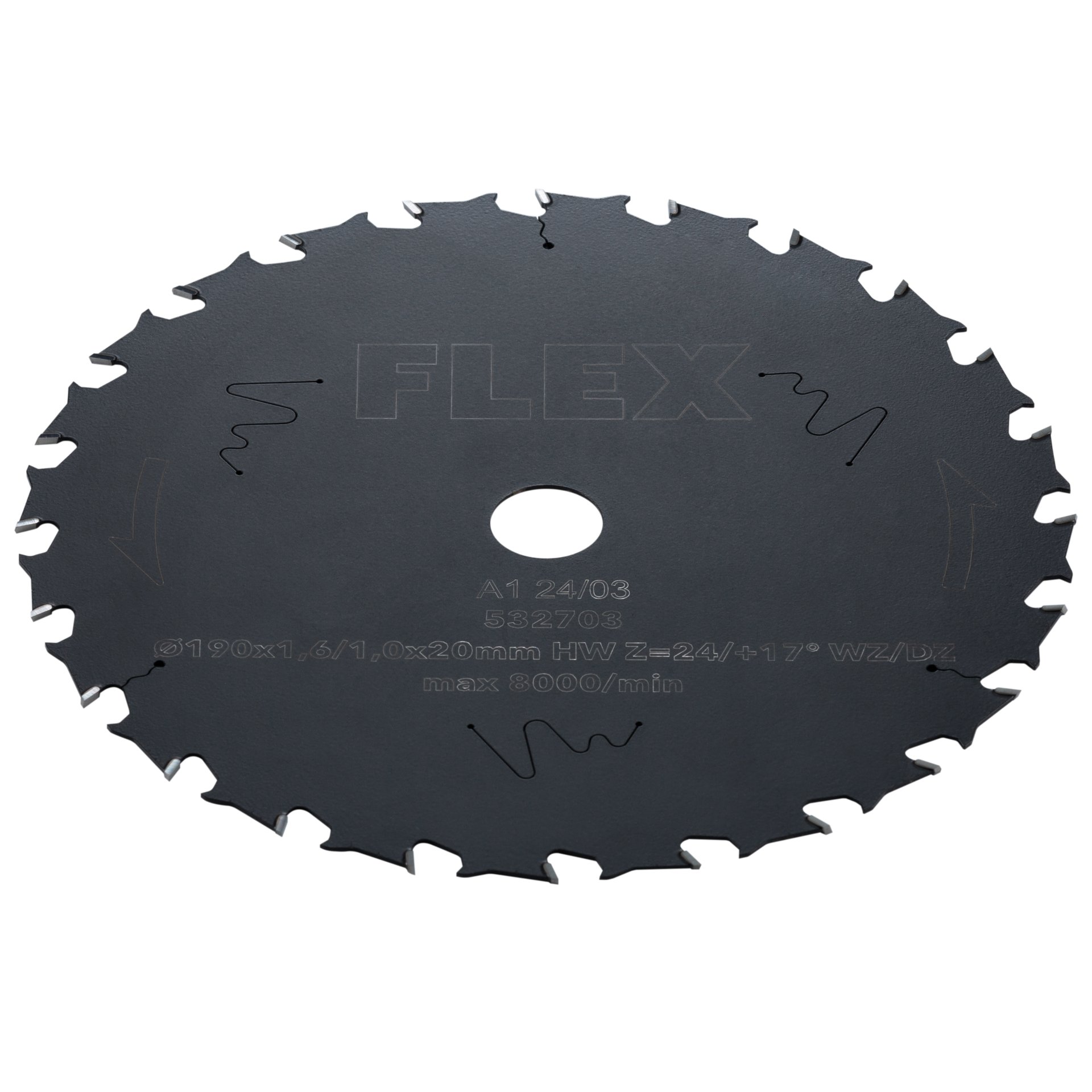 Flex Standard Kreissägeblatt mit Wechselzahn D190x1,6/1,0x20 HW Z=24/+17° WZ/DZ Produktbild img1 L