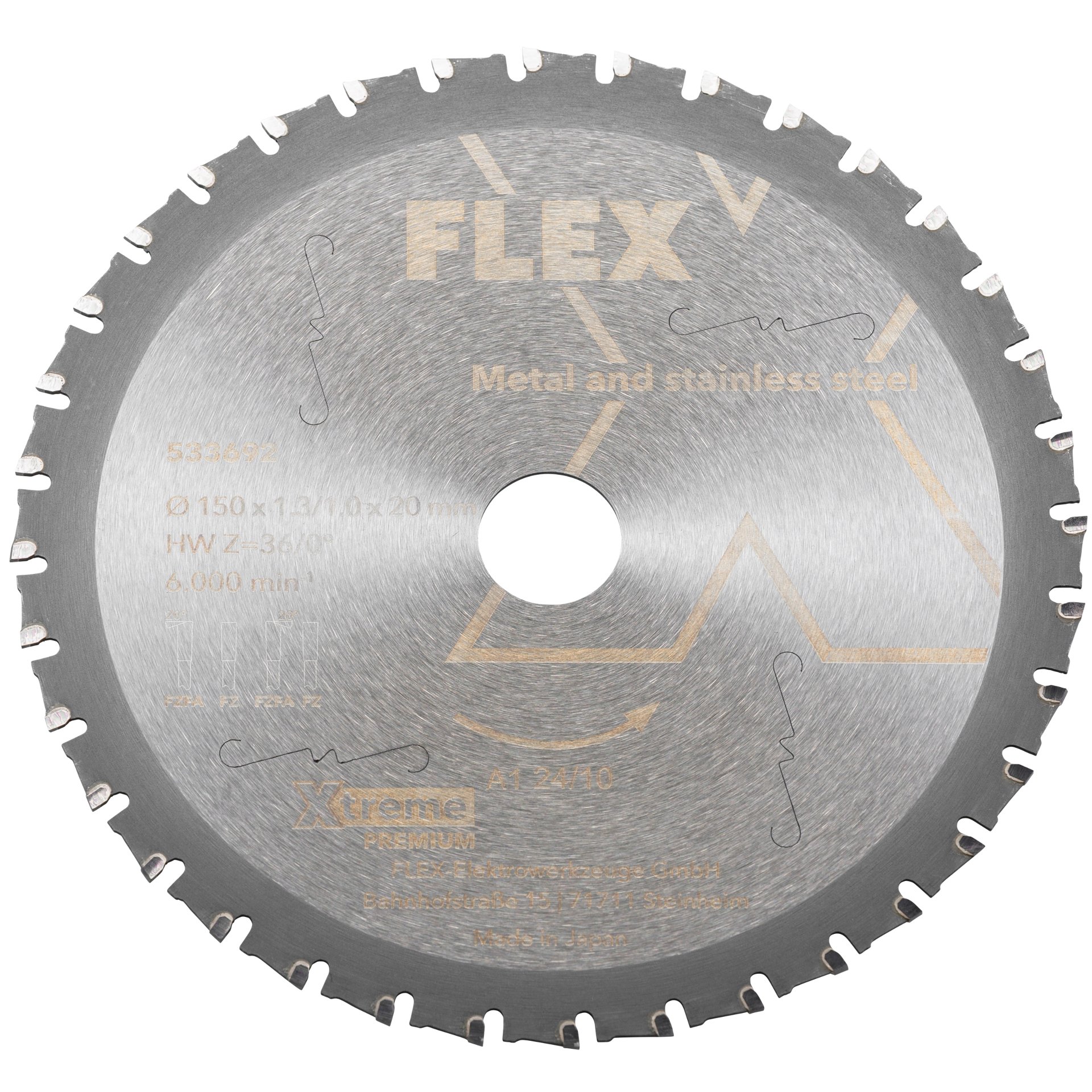 Flex Sägeblatt für Stahl und Edelstahl D150x1.3/1.0x20 HW Z=36/0° Produktbild img1 L