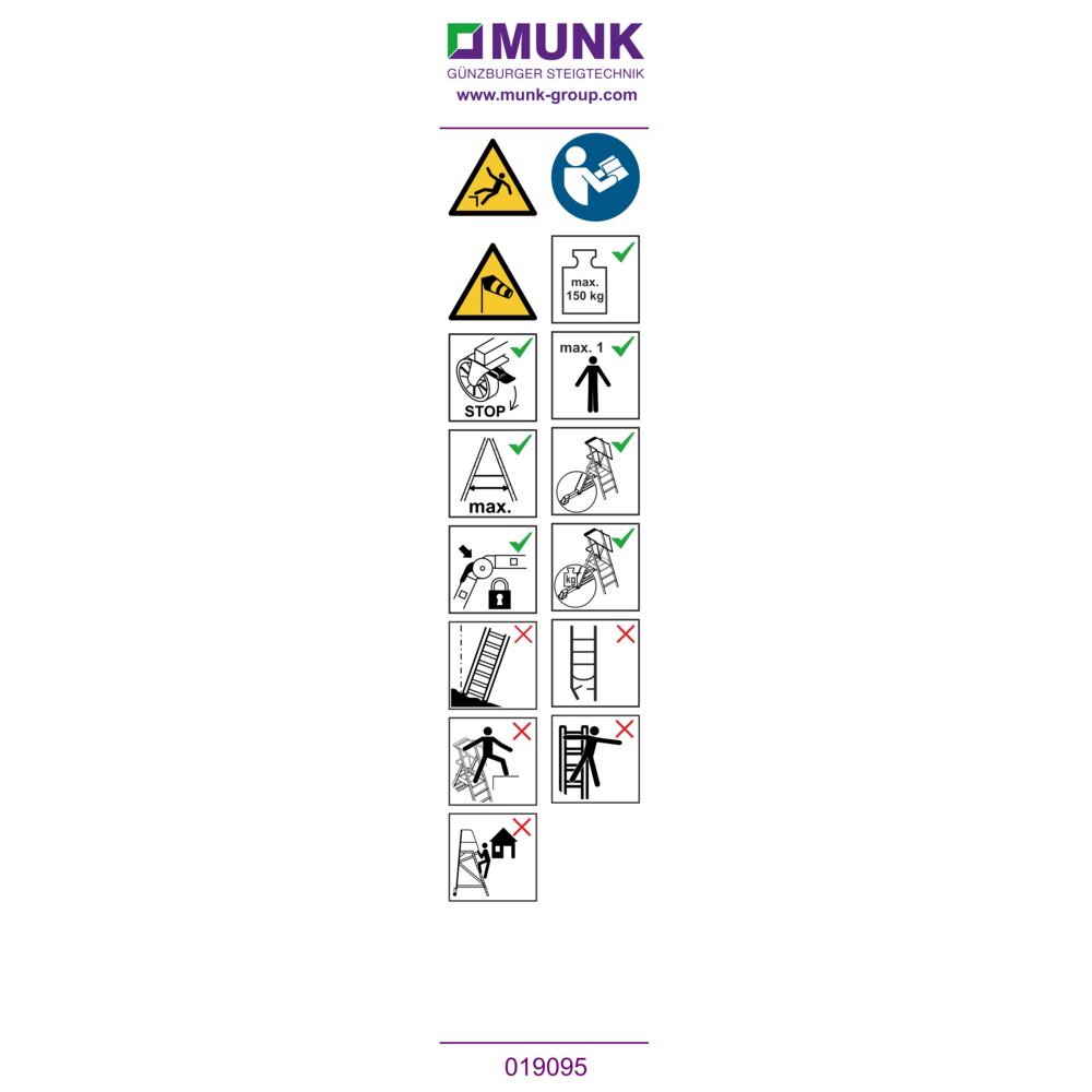 MUNK Hinweis-Aufkleber für Plattformleitern Plattformhöhe < 2,50 m Aufkleber 19088 Produktbild img1 L