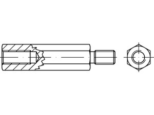 ART 88086 SK-Abst. Bolzen I/A St. gal Zn M 5 x 25 /11 x 10 SW 8 gal Zn VE=S Produktbild img2 L