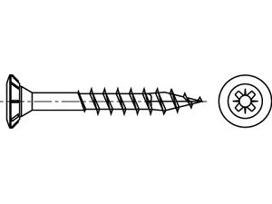 Artikel 88189 Stahl SPAX FEX-H Sonderoberfl. silber SPAX Holzfensterschrauben FEX-H mit Senkkopf, Bremsrippen, Pozidriv-KS Produktbild img2 L
