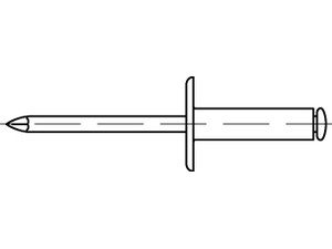 Reyher Artikel 88409 Niet Al-Leg. C-K 12 Dorn Stahl, verz. Offene Blindniete mit Sollbruchdorn, ~DIN 7337, großer Flachkopf (Ø = 12) Produktbild img2 L