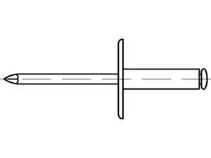 Reyher Artikel 88413 Niet St., verz. C-K 16 Dorn Stahl, verz. Offene Blindniete mit Sollbruchdorn, ~DIN 7337, großer Flachkopf (Ø = 16) Produktbild img2 L