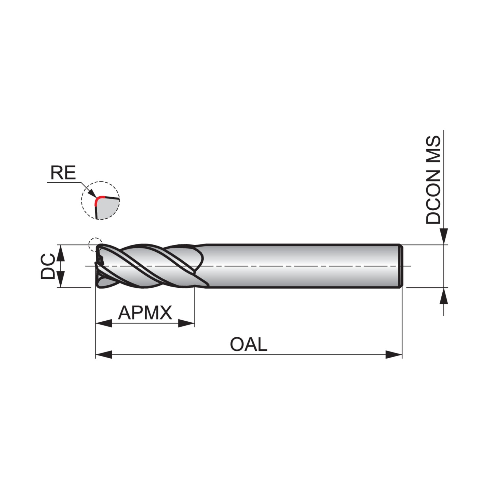Dormer Pramet Schaftfräser mit Eckenradius S662 Produktbild img4 L