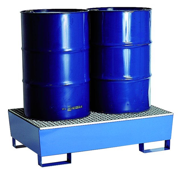 Schulte Fasspalette 1.330 x 1.200 x 260 mm, RAL 5010/verzinkt, für 2 Fässer Produktbild img1 L
