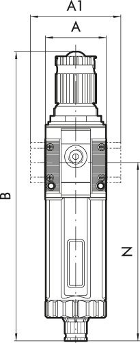 Filterregler »SYNTESI«, BG2, G 1, 20µm, 0…12bar, RMSA, o. Mano. Produktbild img2 L