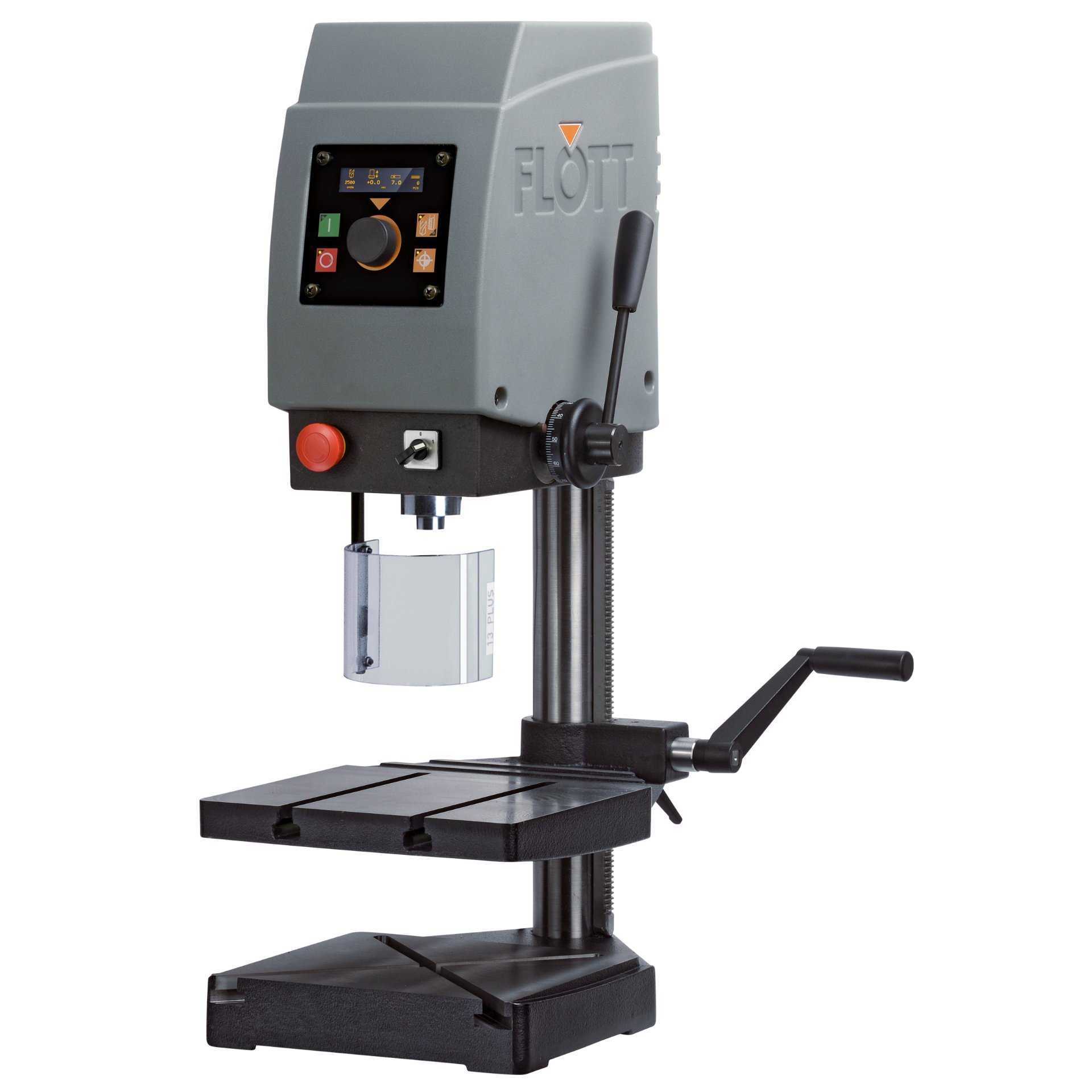 Flott Tischbohrmaschine TB 13 Plus MK II - mit Gewindeschneideinrichtung, Zwischentisch, LED- Beleuchtung und digitalem OLED -Display Produktbild img1 L