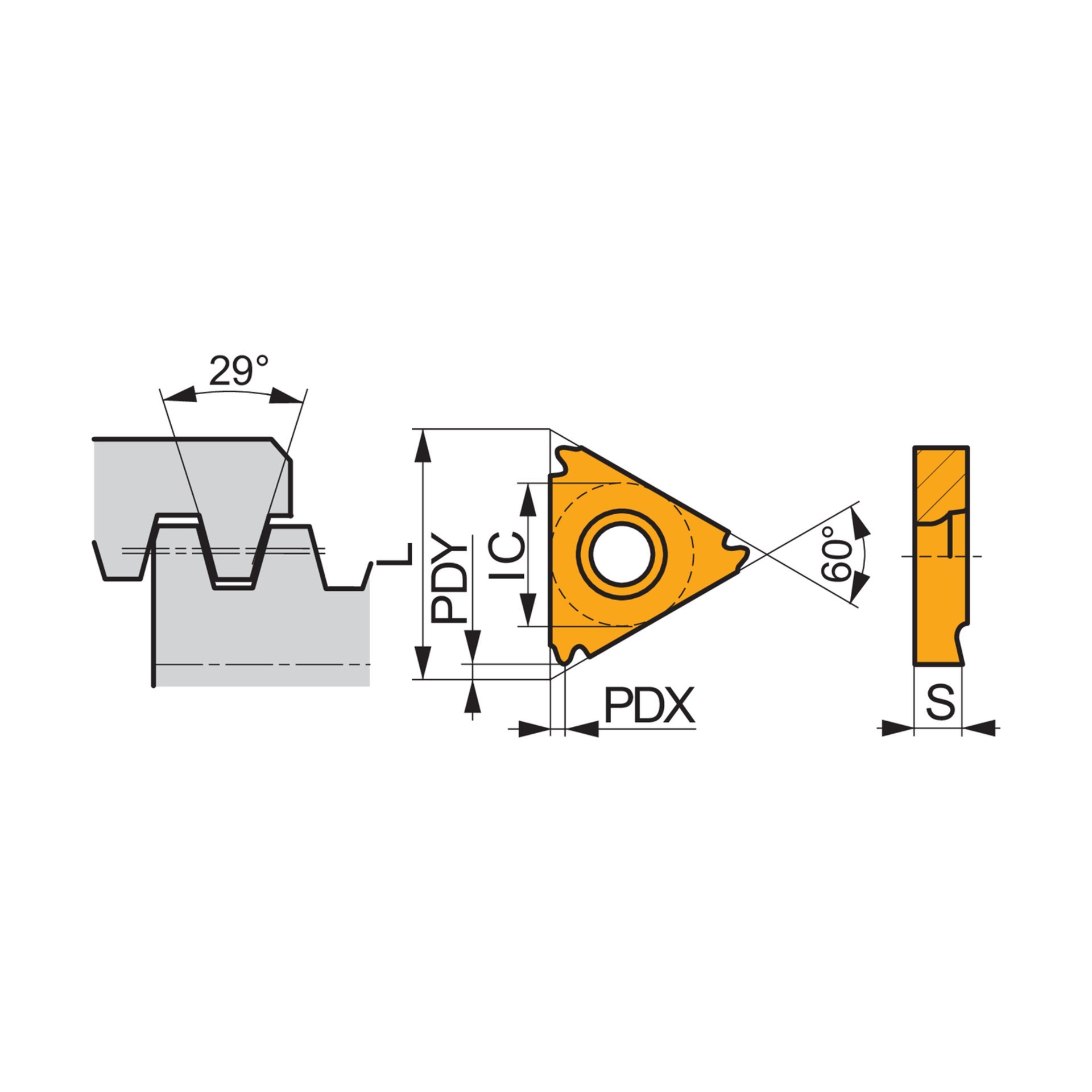 Dormer Pramet Wendeschneidplatte zum Gewindeschneiden - Innen - Vollprofil - 29° ACME-Gewinde TN 22NR060ACME:T8030 Produktbild img2 L
