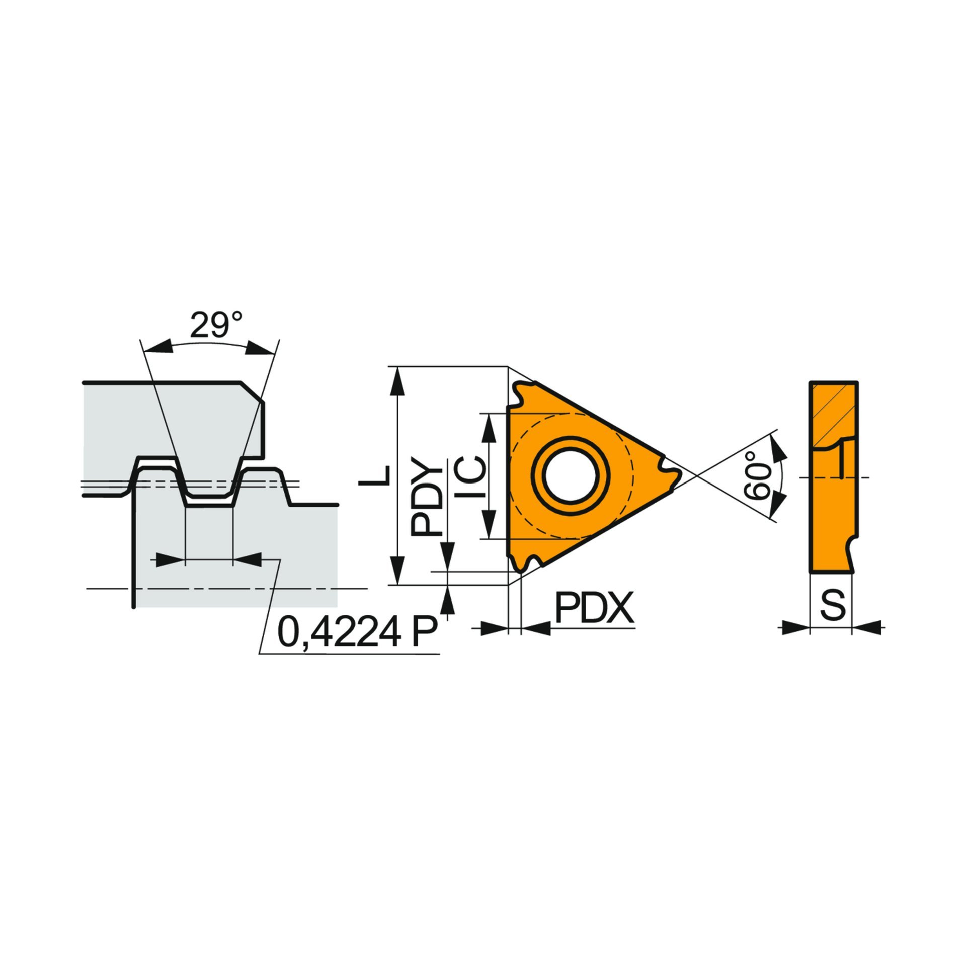 Dormer Pramet Wendeschneidplatte zum Gewindeschneiden - Innen - Vollprofil - 29° STACME-Gewinde TN 16NR060STACME:T8030 Produktbild img2 L