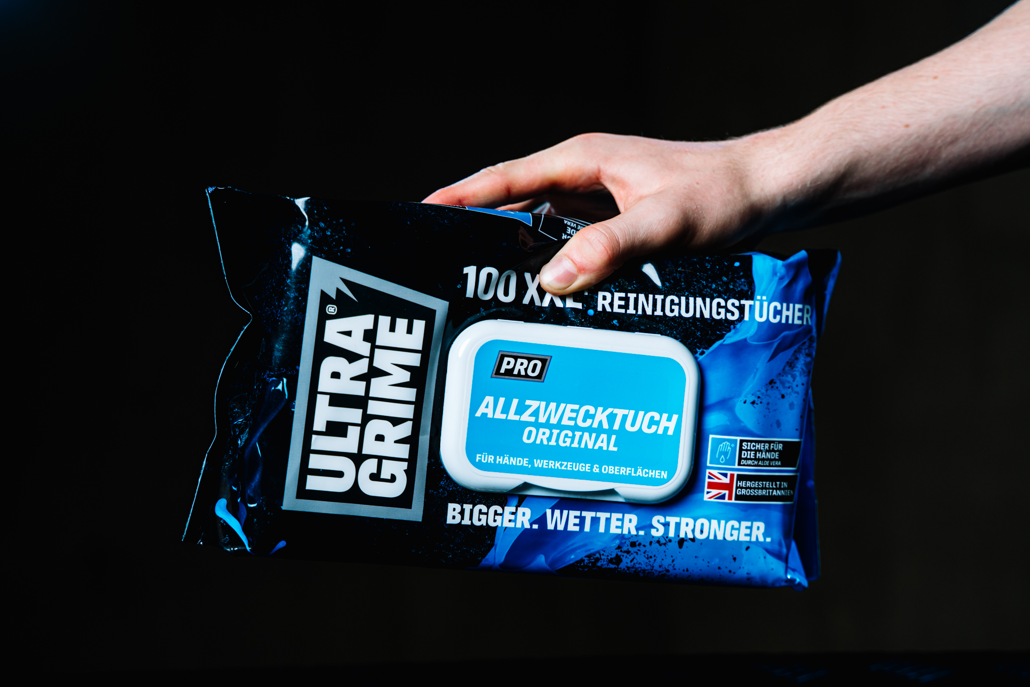 UltraGrime Pro Allzweck Reinigungstücher | Industrielle Tücher zur Entfernung von Fett, Öl, Farbe und Tinte | 100 extragroße Feuchttücher, 38 cm x 25 cm Produktbild img3 L