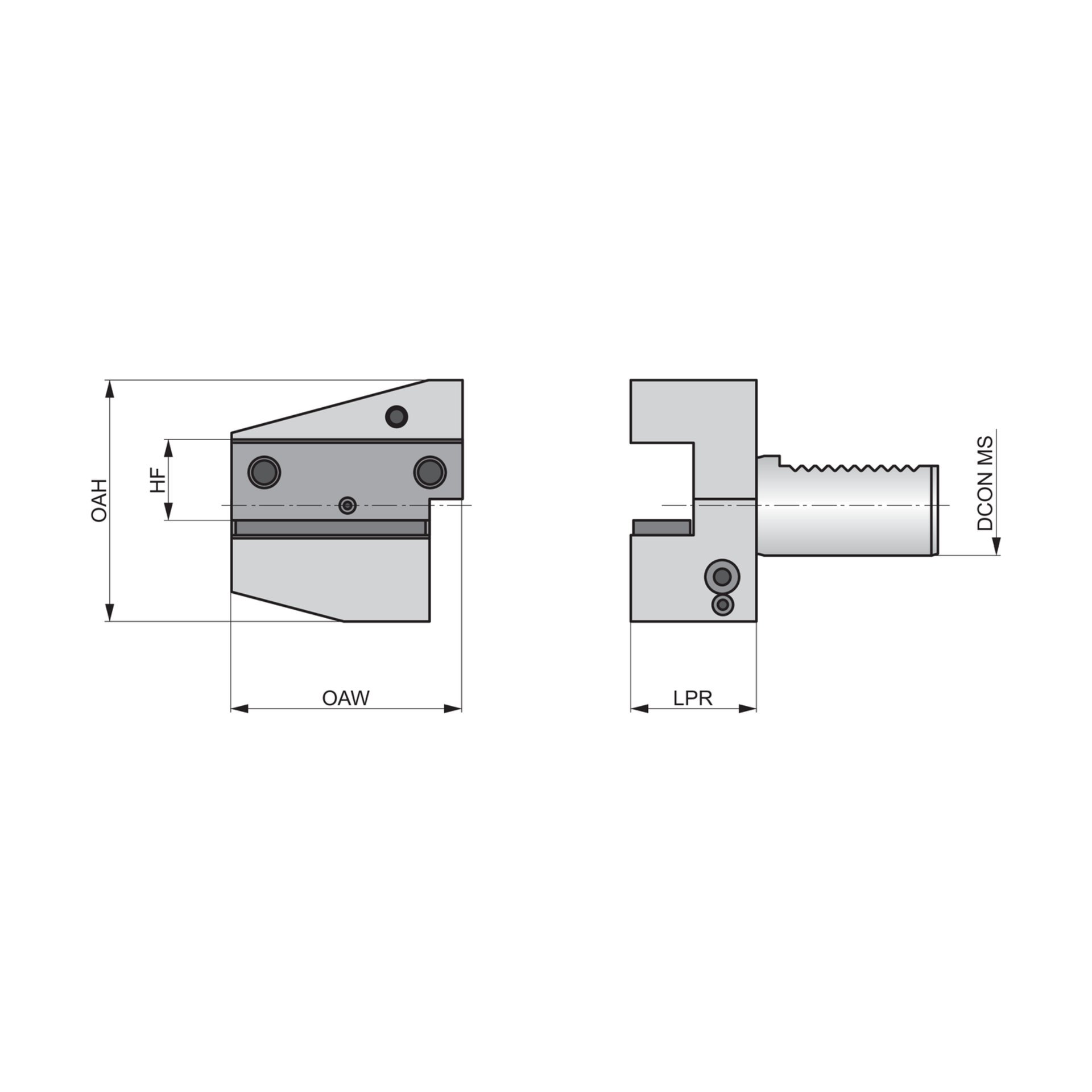 Dormer Pramet VDI Radialhalter Form B3 Überkopf - Rechts - Kurz VDI.40-B3.25.44.C Produktbild img2 L