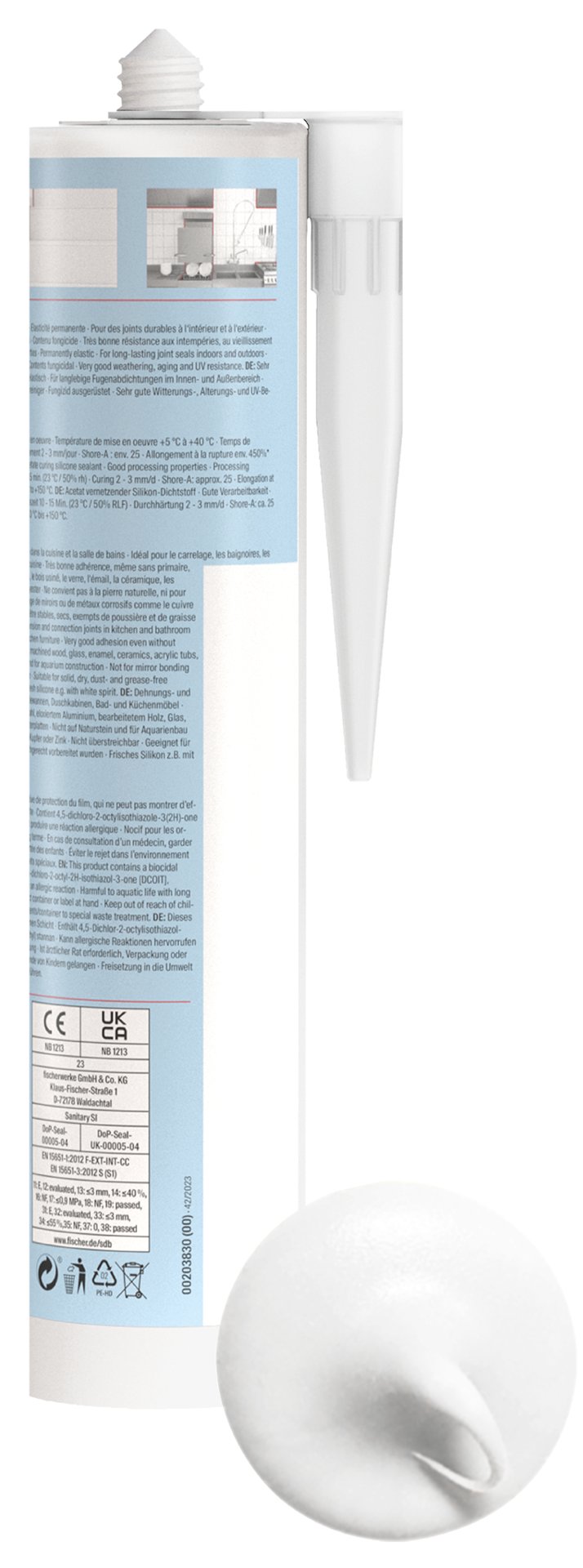 fischer Sanitärsilikon Sanitary Pro SI 310 ws Produktbild img3 L