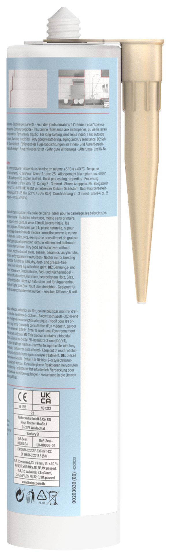 fischer Premium Sanitärsilikon Sanitary Pro SI Produktbild img4 L