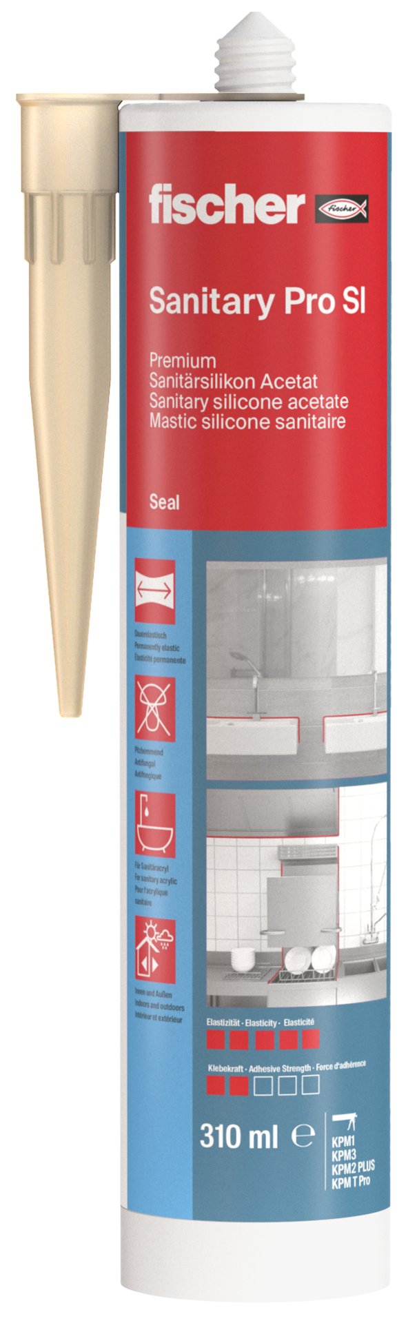 fischer Premium Sanitärsilikon Sanitary Pro SI Produktbild img2 L