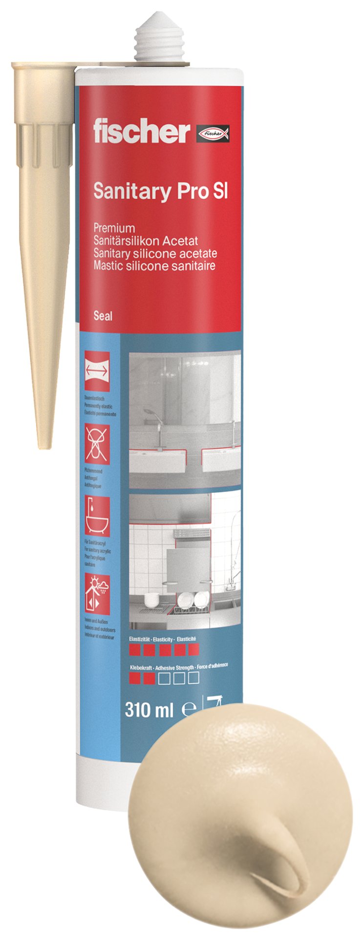 fischer Premium Sanitärsilikon Sanitary Pro SI Produktbild img1 L