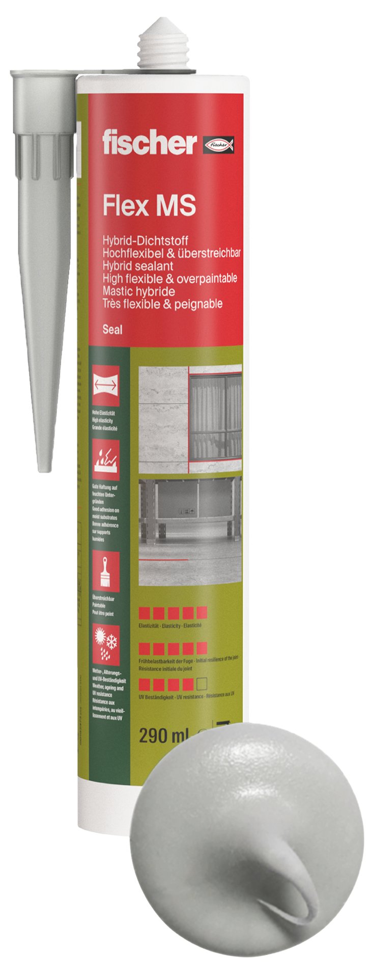 fischer Hybrid-Dichtstoff Hochflexibel & überstreichbar Flex MS Produktbild img1 L