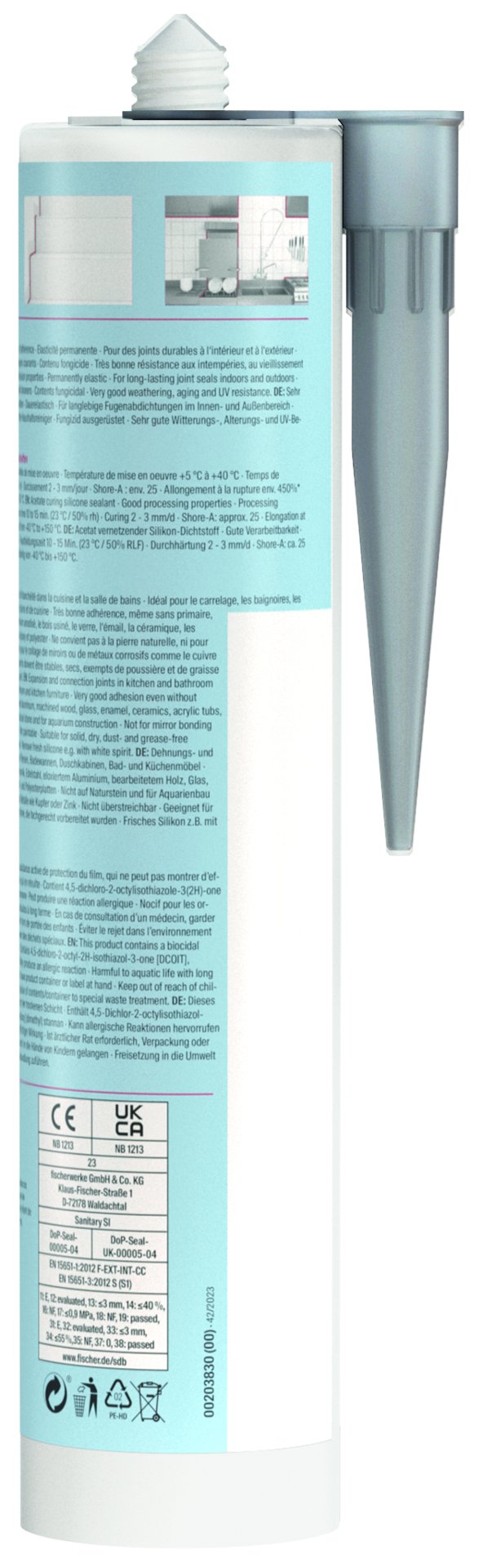 fischer Sanitärsilikon Sanitary Pro SI 310 sil Produktbild img4 L