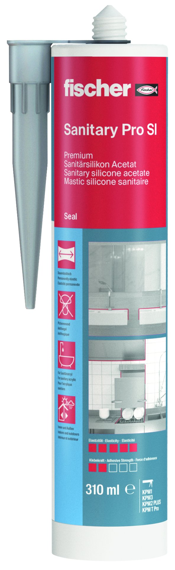 fischer Sanitärsilikon Sanitary Pro SI 310 sil Produktbild img2 L