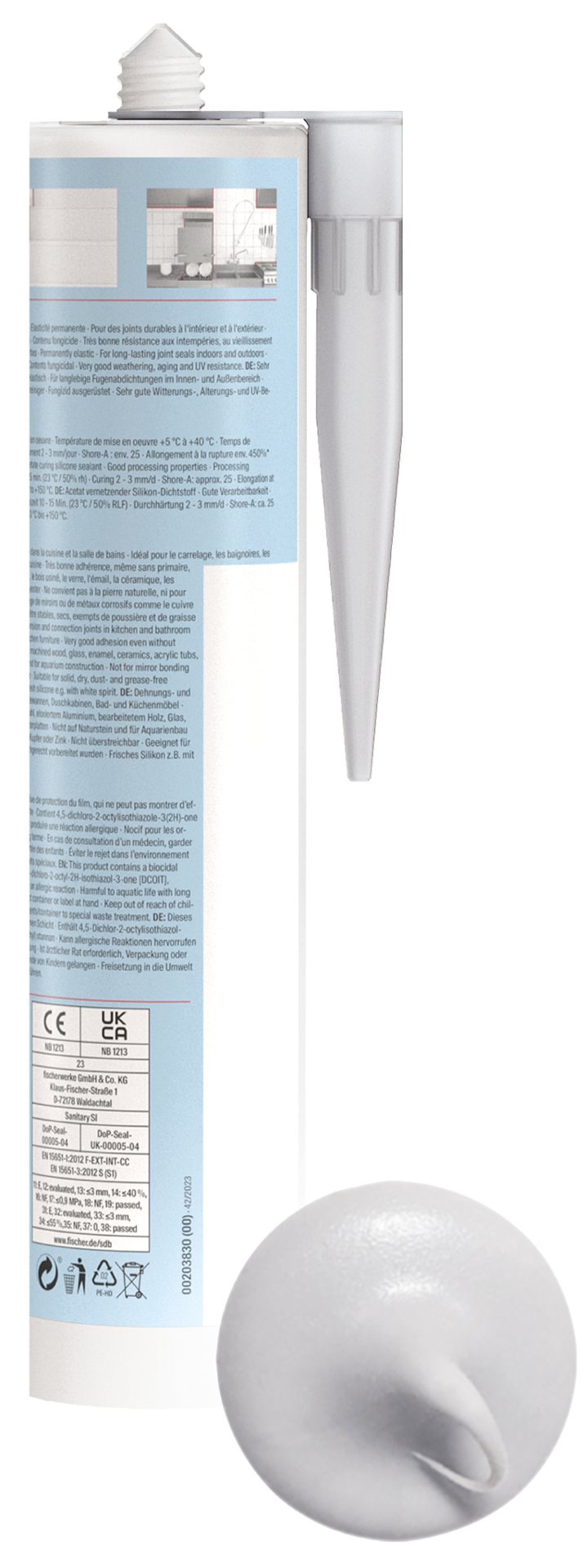fischer Sanitärsilikon Sanitary Pro SI 310 sil Produktbild img3 L