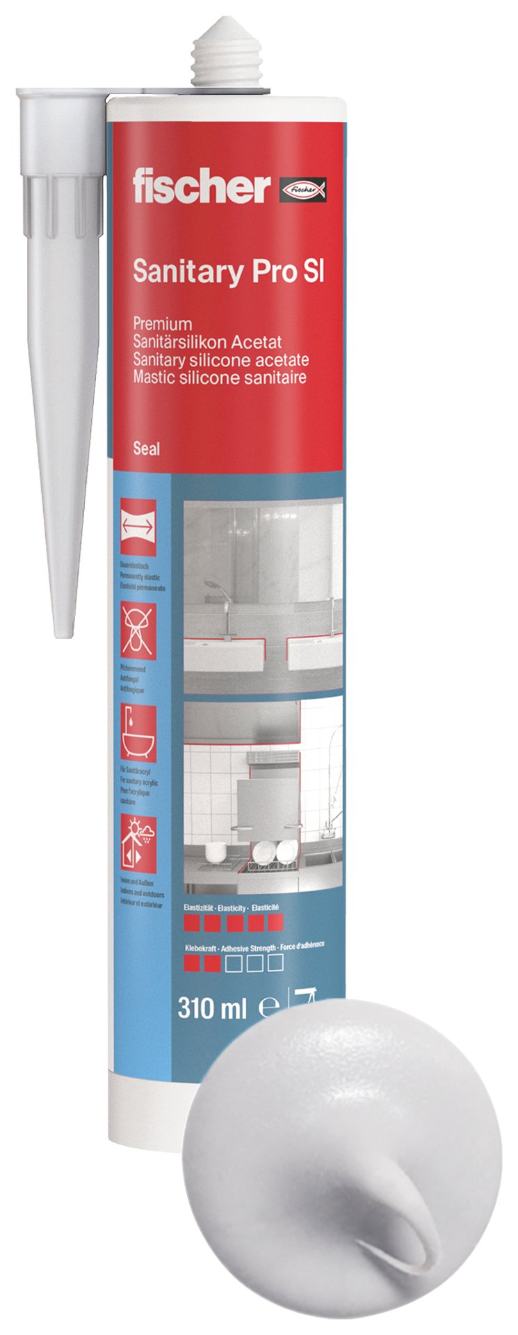 fischer Sanitärsilikon Sanitary Pro SI 310 sil Produktbild img1 L