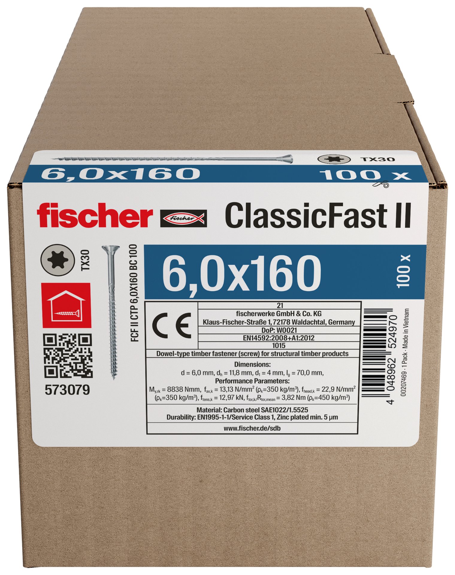 fischer Spanplattenschrauben ClassicFast FCF II CTP BC mit Senkkopf, Innenstern TX Antrieb und Teilgewinde Produktbild img3 L