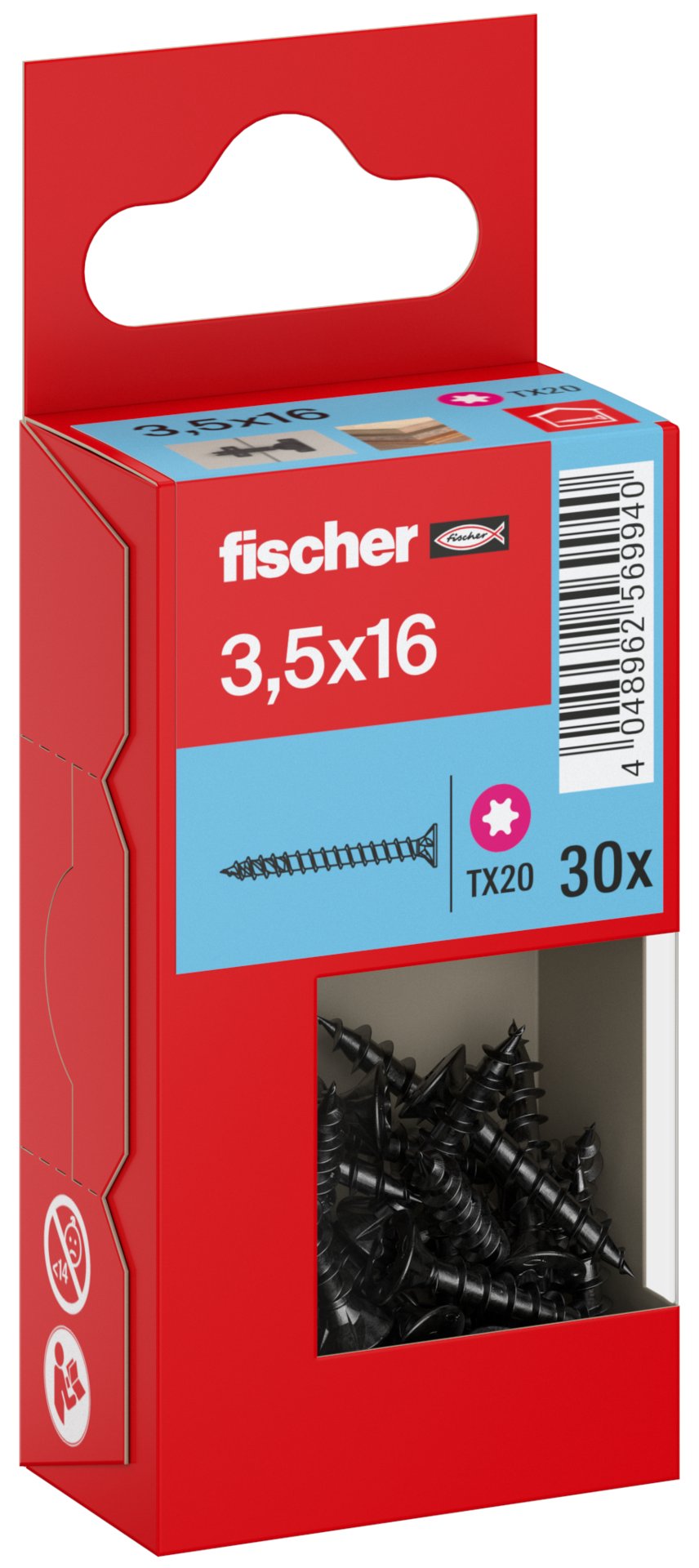 fischer Spanplattenschrauben PowerFast FPF II CTF BLC, Senkkopf, Innenstern-TX, Vollgewinde, schwarz beschichtet Produktbild img2 L