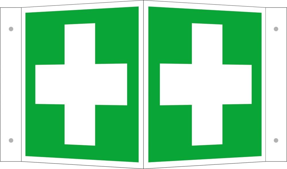 Hinweisschild Alu B200xH200 mm Winkel Erste Hilfe langnachleuchtend Produktbild img1 L