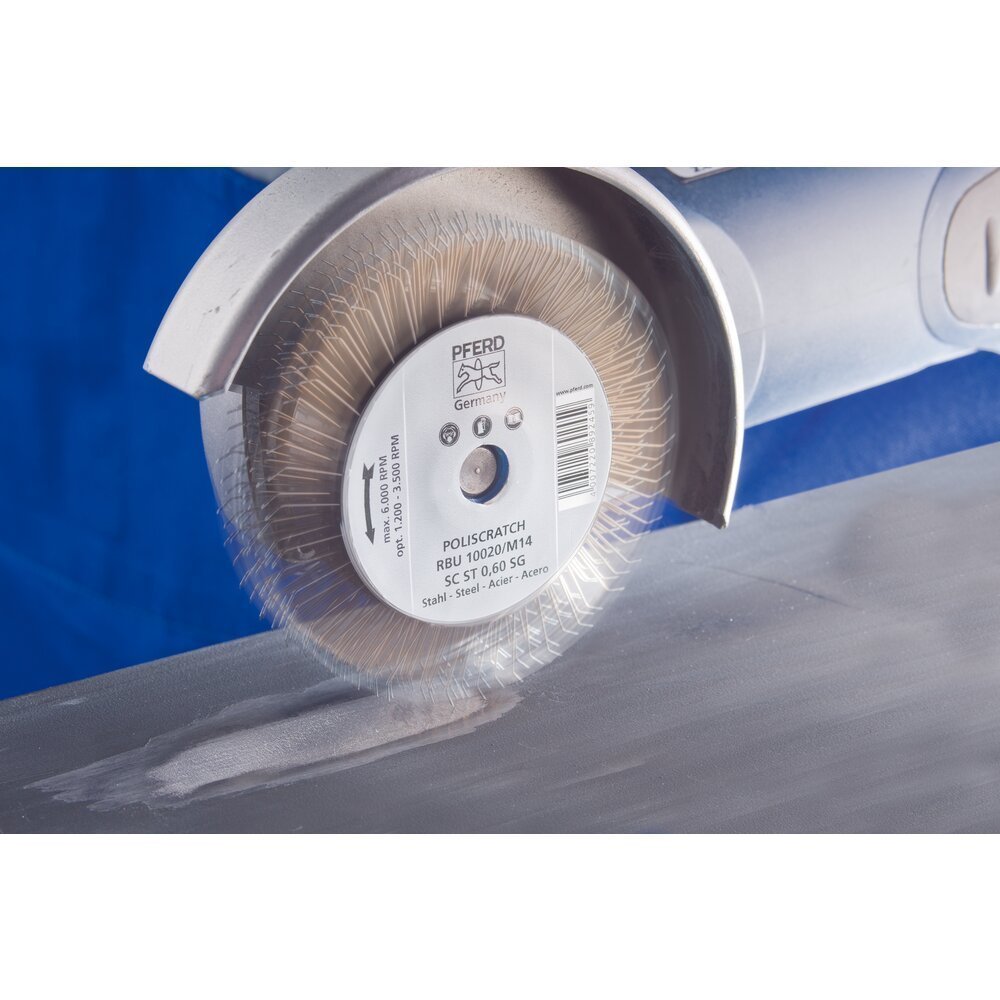 PFERD TOOLS POLISCRATCH Rundbürste ungezopft RBU Ø100x20mm M14 Stahl-Draht-Ø0,60 Winkelschleifer Produktbild img3 L