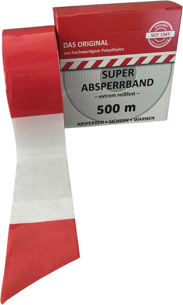 Absperrband 500 m-Rolle rot/weiß geblockt Produktbild img1 L