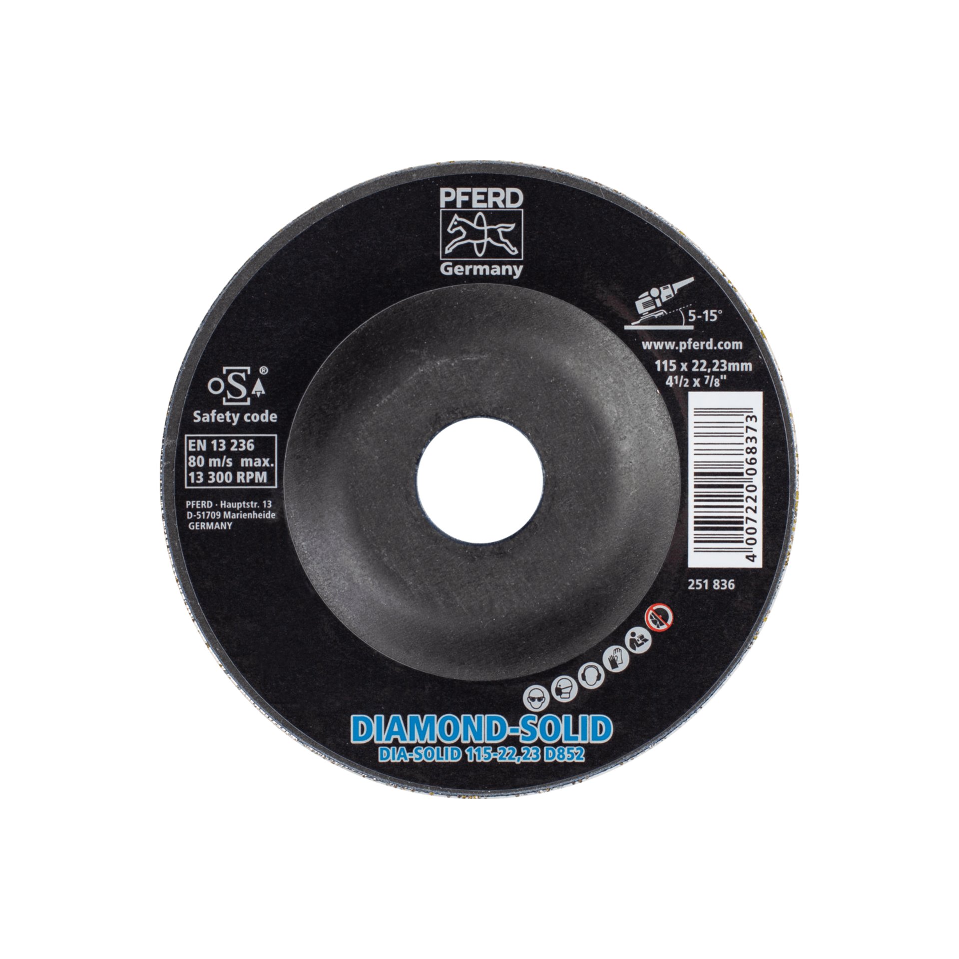 PFERD TOOLS CC-GRIND SOLID DIAMOND 115x22,23 mm D852 (sehr grob) zum Bearbeiten harter Werkstoffe Produktbild img2 L