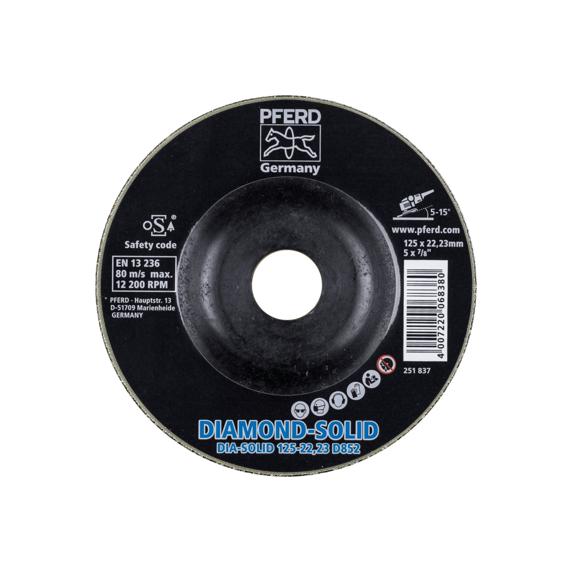 PFERD TOOLS CC-GRIND SOLID DIAMOND 125x22,23 mm D852 (sehr grob) zum Bearbeiten harter Werkstoffe Produktbild img2 L