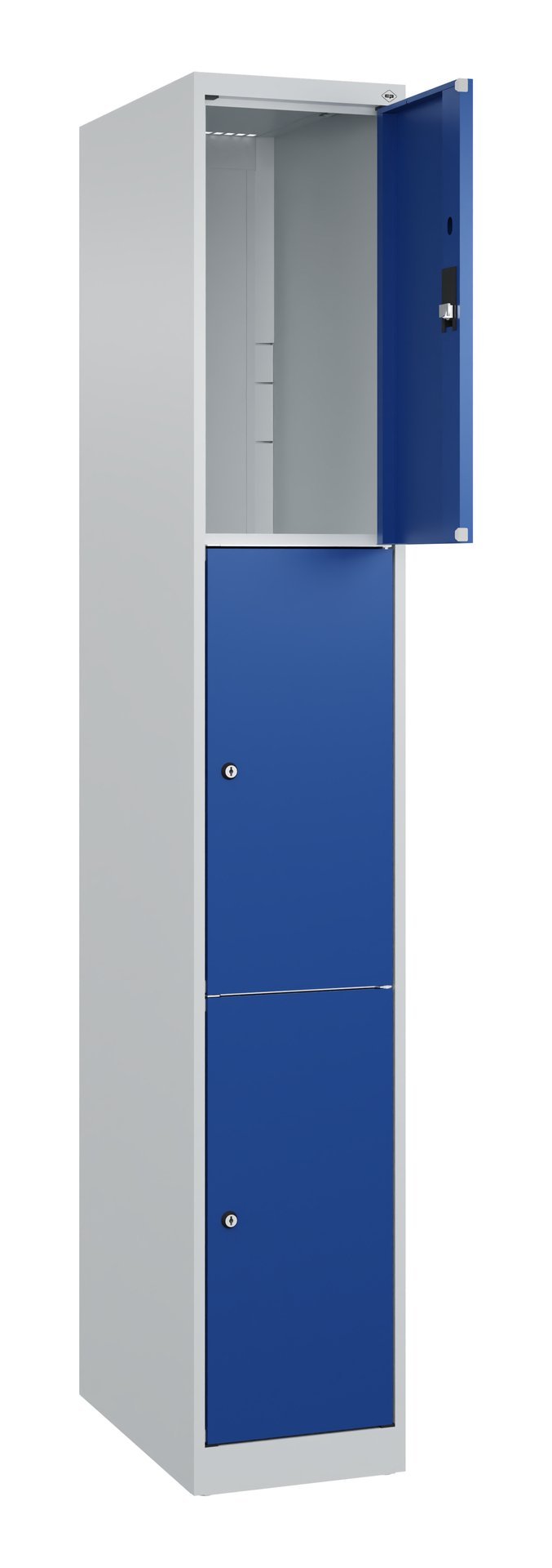 C+P Schließfachschrank Classic PLUS, 3 Fächer, 1850x300x500mm, 7035/5010 Produktbild img2 L
