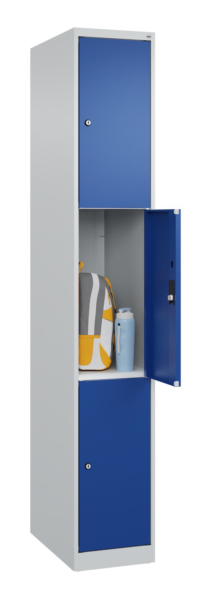 C+P Schließfachschrank Classic PLUS, 3 Fächer, 1850x300x500mm, 7035/5010 Produktbild img1 L
