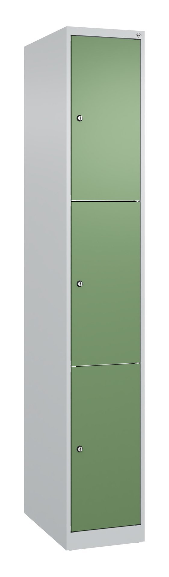 C+P Schließfachschrank Classic PLUS, 3 Fächer, 1850x300x500mm, 7035/6011 Produktbild img2 L