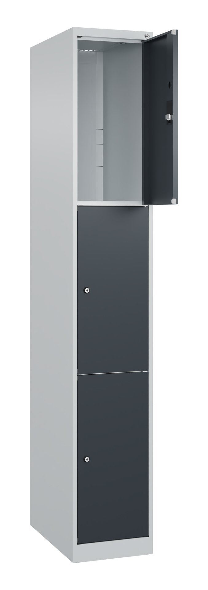 C+P Schließfachschrank Classic PLUS, 3 Fächer, 1850x300x500mm, 7035/7016 Produktbild img1 L