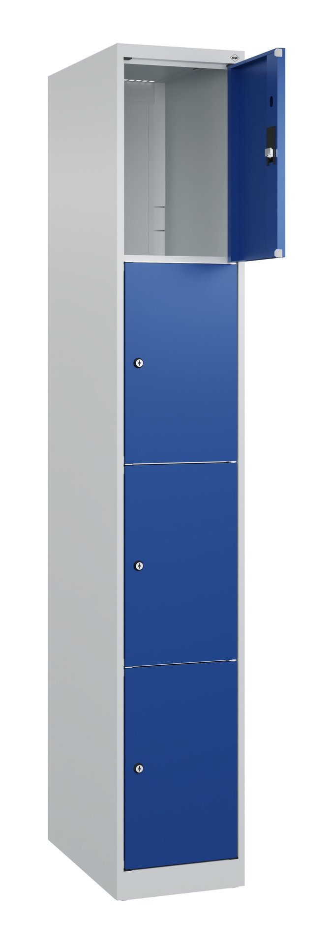 C+P Schließfachschrank Classic PLUS, 4 Fächer, 1850x300x500mm, 7035/5010 Produktbild img1 L