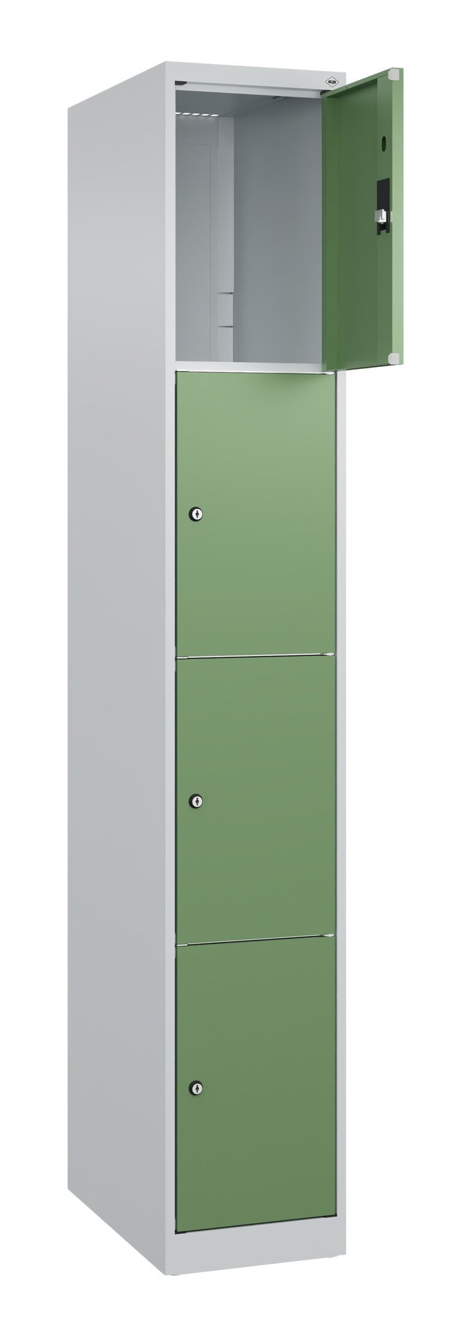 C+P Schließfachschrank Classic PLUS, 4 Fächer, 1850x300x500mm, 7035/6011 Produktbild img1 L