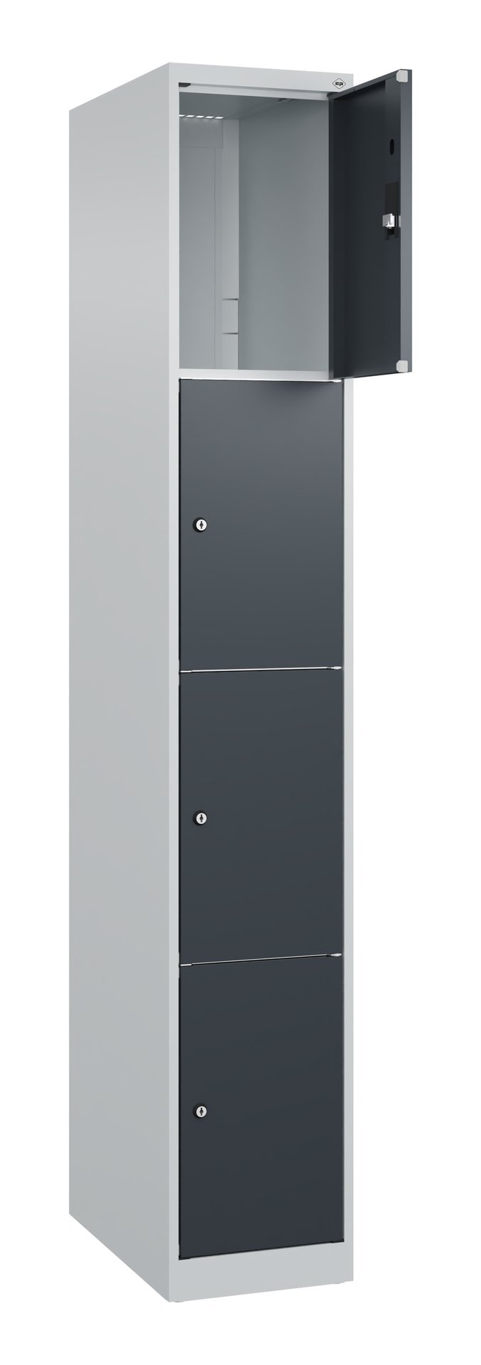 C+P Schließfachschrank Classic PLUS, 4 Fächer, 1850x300x500mm, 7035/7016 Produktbild img1 L