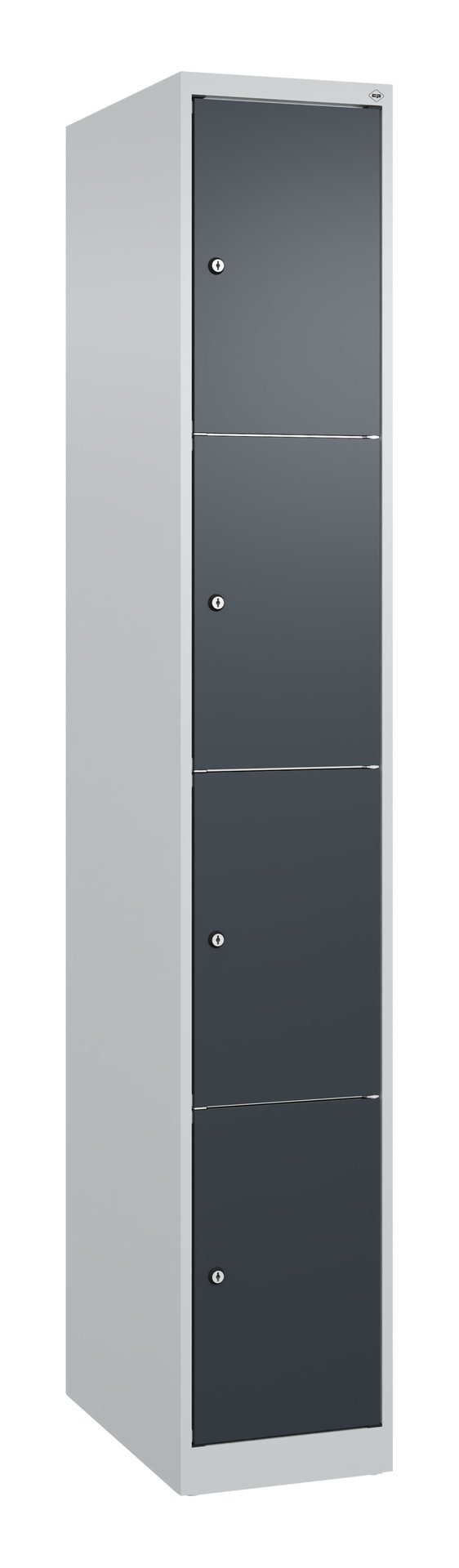 C+P Schließfachschrank Classic PLUS, 4 Fächer, 1850x300x500mm, 7035/7016 Produktbild img2 L