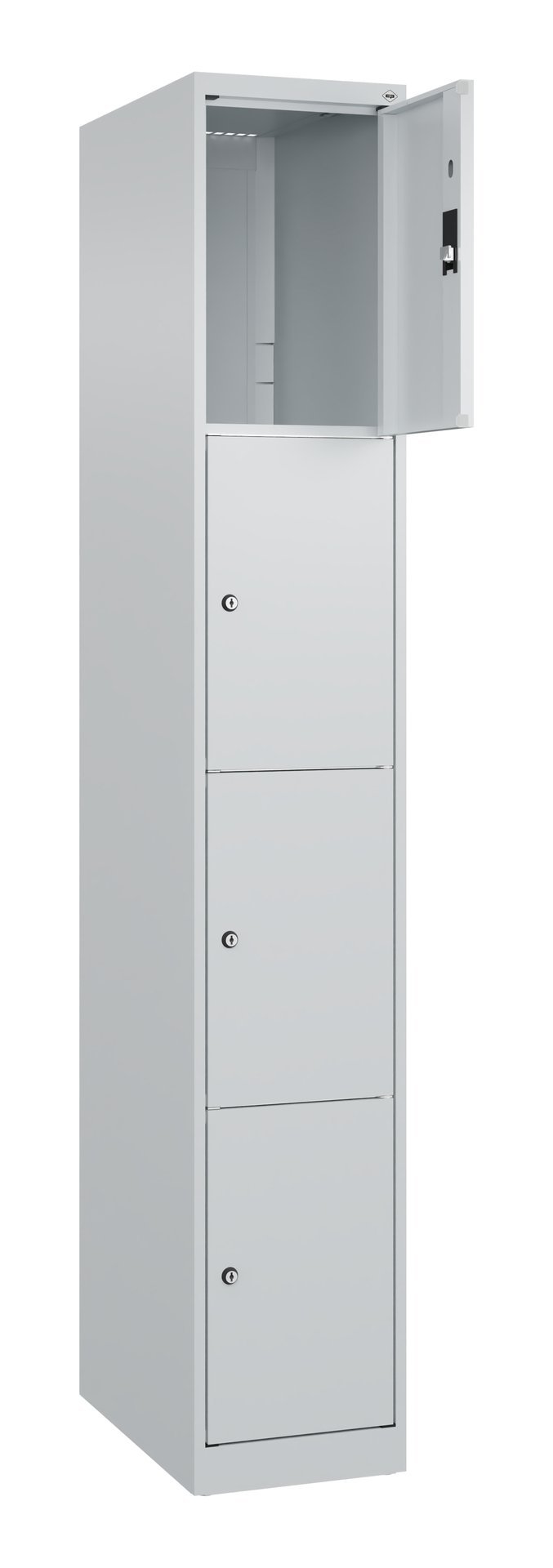 C+P Schließfachschrank Classic PLUS, 4 Fächer, 1850x300x500mm, 7035/7035 Produktbild img1 L
