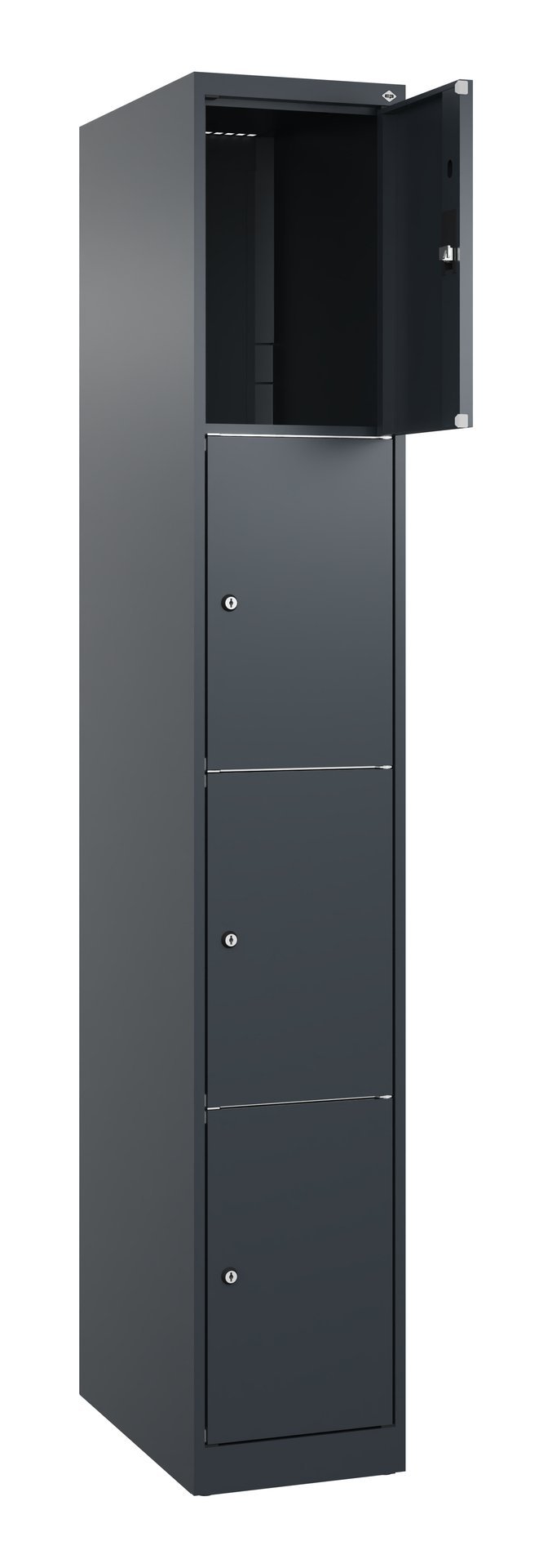 C+P Schließfachschrank Classic PLUS, 4 Fächer, 1850x300x500mm, 7016/7016 Produktbild img1 L